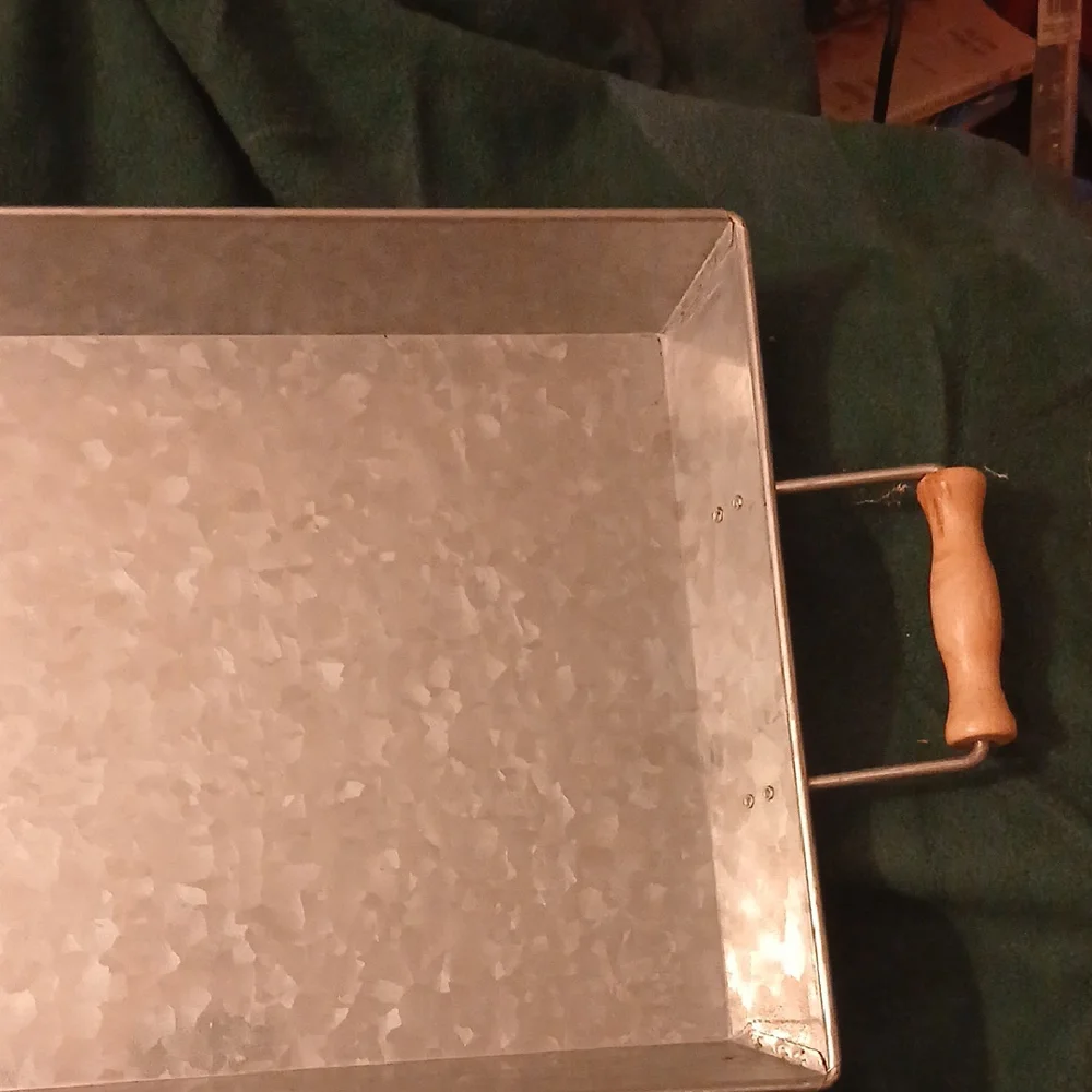 Rustic Galvanized Vanity Tray with Wooden Handles free shipping